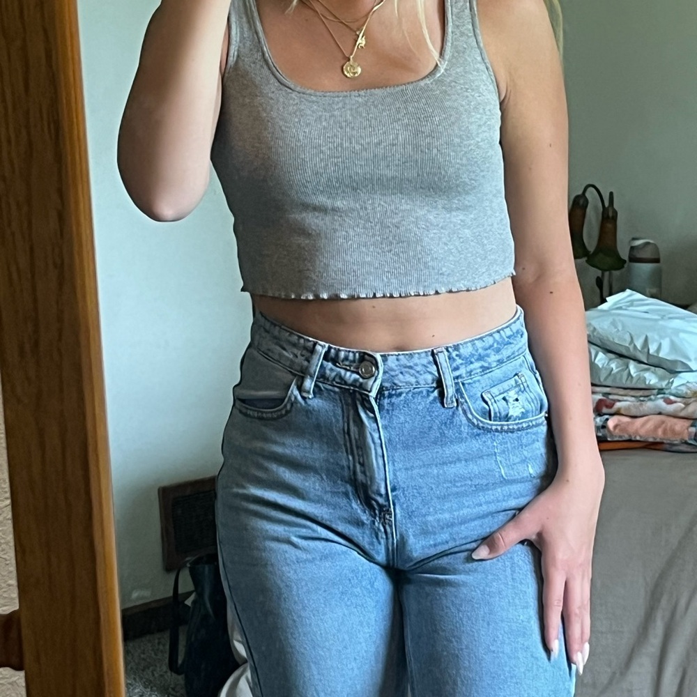 Forever 21 Light Gray Ribbed Tank Top